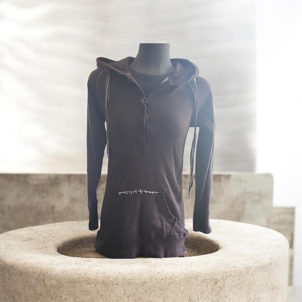 Brown Hooded Sweatshirt with Pocket